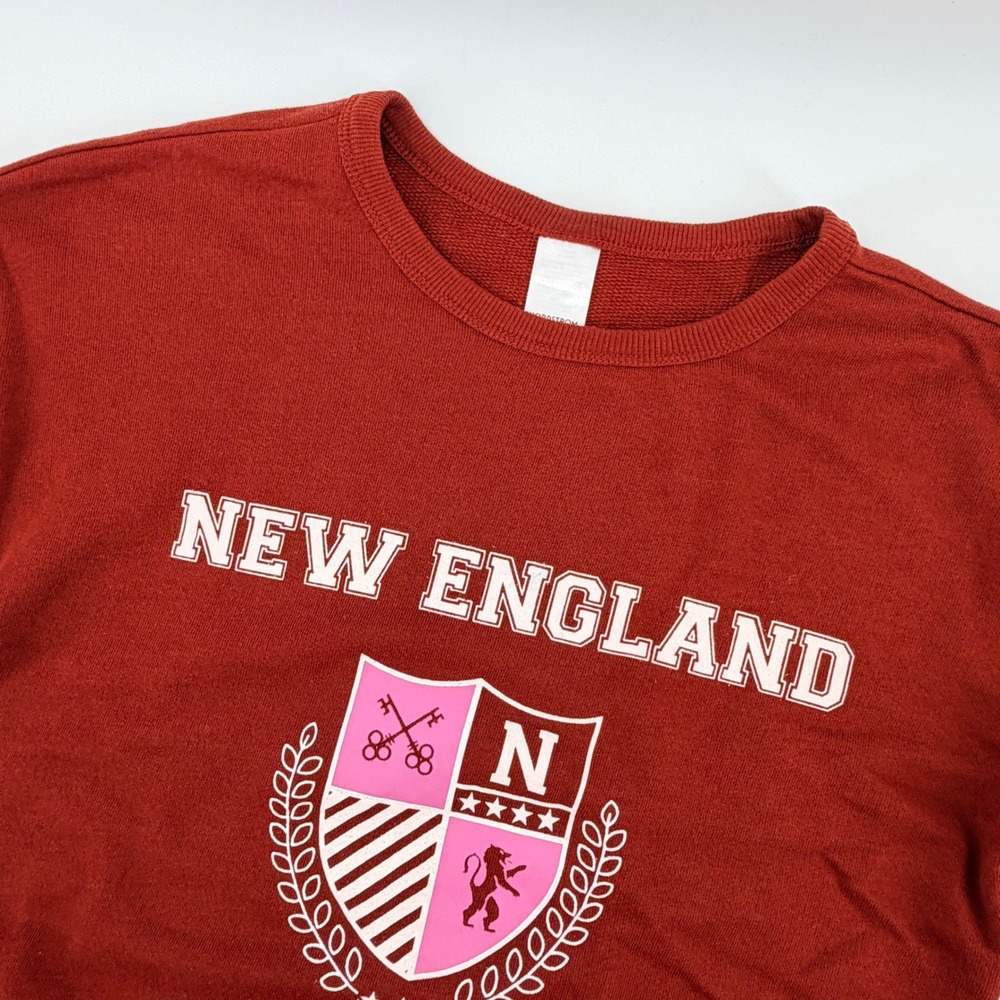 Nordstrom Kids New England Collegiate‎ Puff Sleeve Sweatshirt Rust Red XL 14/16